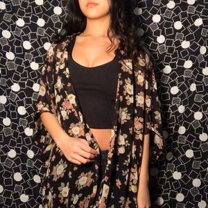 Black Floral Kimono
